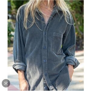 CP Shades Free People Joss Corduroy Shirt Jacket Gray Green Small